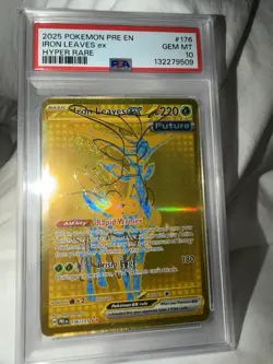 PSA 10 POKEMON PRISMATIC EVOLUTIONS HYPER RARE 176 IRON LEAVES EX ERROR TEXTURE - Image 3