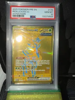 PSA 10 POKEMON PRISMATIC EVOLUTIONS HYPER RARE 176 IRON LEAVES EX ERROR TEXTURE - Image 5