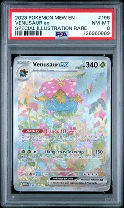 2023 POKEMON MEW EN-151 #198 VENUSAUR EX SPECIAL ILLUSTRATION RARE PSA 8 - Image 1