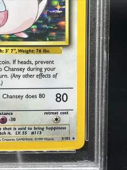 Pokemon TCG Chansey Base Set 3/102 Holo Unlimited Holo Rare PSA grade 7 👀 - Image 5