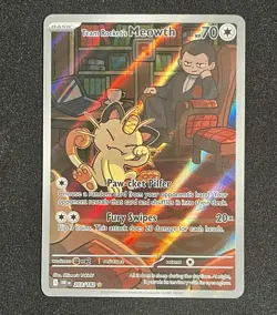 Team Rocket's Meowth 203/182 Destined Rivals Illustration Rare NM Pokemon TCG - Image 1