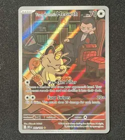 Team Rocket's Meowth 203/182 Destined Rivals Illustration Rare NM Pokemon TCG - Image 2