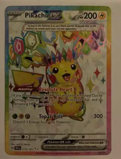 Pokemon Pikachu EX Card 219/191SV08: Surging Sparks Holo, Near Mint Condition - Image 1