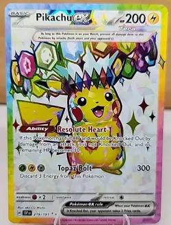 Pikachu EX Ultra Rare Card 219/191 Surging Sparks Near Mint Condition - Image 1