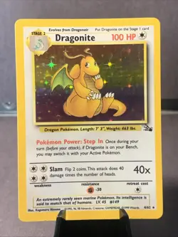 Pokemon TCG Fossil Set Dragonite Holo Rare #4/62 1999 WOTC VTG LP - Image 1