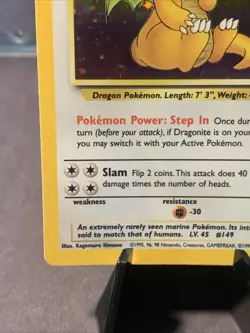 Pokemon TCG Fossil Set Dragonite Holo Rare #4/62 1999 WOTC VTG LP - Image 5