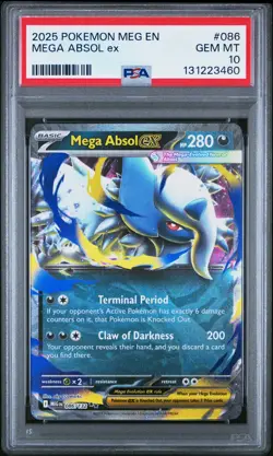 2025 POKEMON MEG EN-MEGA EVOLUTION #086 MEGA ABSOL EX PSA 10 - Image 1