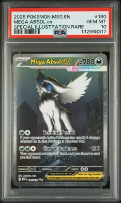 2025 POKEMON MEGA EVOLUTION SPECIAL ILLUSTRATION RARE #180 MEGA ABSOL EX PSA 10 - Image 1