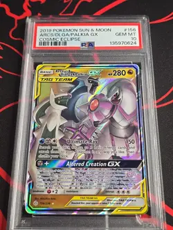 PSA 10 Arceus & Dialga & Palkia GX # 156/236 Sm-Cosmic Eclipse Holo Pokemon - Image 1