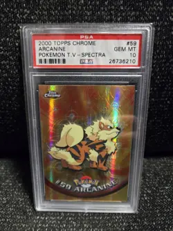 PSA 10 2000 Pokemon Game Topps Chrome Arcanine Spectra TV Rare Base Series 1 GEM - Image 1