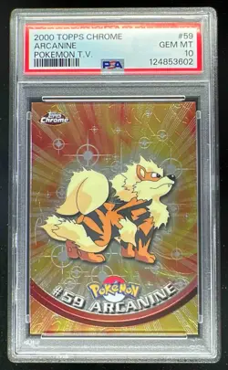 2000 Topps Chrome Pokemon #59 Arcanine PSA 10 - Image 1