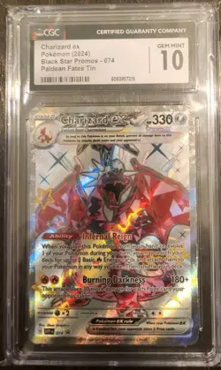 Pokemon Charizard EX Black Star Promos 074 Paldean Fates Tins (2024) CGC 10 - Image 1