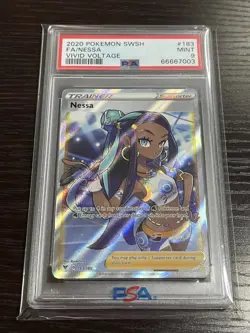 2020 Pokemon Vivid Voltage Nessa Full Art Trainer SWSH 183/185 PSA 9 Mint - Image 1