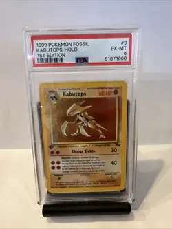 Pokemon TCG Kabutops Holo Rare Unlimited Card 9/62 Fossil 1st Edition PSA 6 - Image 1