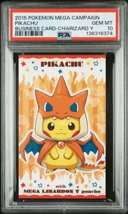 2015 POKEMON JPN STRONG CUTE PIKACHU MEGA CAMPAIGN BUSINESS CARDS PIKACHU PSA 10 - Image 1