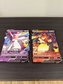 Jumbo Pokemon Card - Lance’s Charizard & Dark Sylveon - Image 1