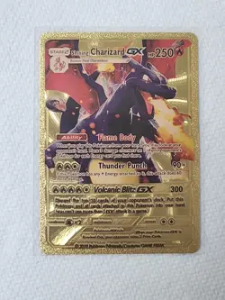 2019 Pokemon Shining Charizard GX Gold Foil Fan Art Collectible Card - Image 1