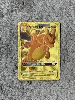 Pokemon Charizard GX HP250 Blackstar Promo #SM211 Gold Accent Foil Fan Art Card - Image 1