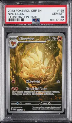 2023 POKEMON OBF EN-OBSIDIAN FLAMES ILLUSTRATION RARE #199 NINETALES PSA 10 - Image 1