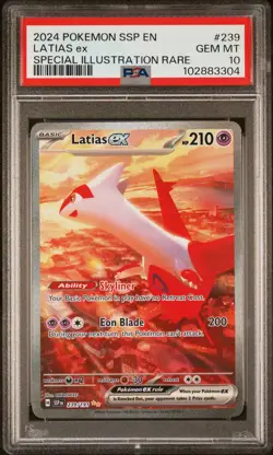 2024 POKEMON SSP EN-SURGING SPARKS SPECIAL ILLUSTRATION RARE LATIAS EX PSA 10 - Image 1