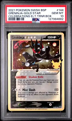 2021 POKEMON SWSH BLACK STAR PROMO #144 GRENINJA-GOLD STAR PSA 10 - Image 1