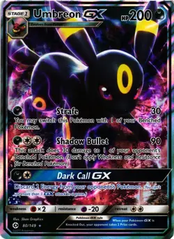 Pokemon TCG Umbreon GX 80/149 Ultra Rare SM Base Set LP - Image 1
