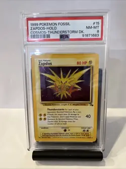 Pokemon Zapdos Fossil 15 Holo 1st Edition Holo Rare Cosmos Thunderstorm DK PSA 8 - Image 1