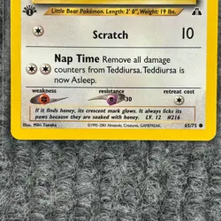 Vintage Pokemon Neo Discovery Teddiursa 1st Edition 65/75 Common LP - Image 4