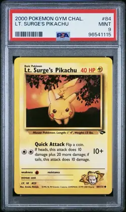 2000 Pokemon Gym Challenge L.T. Surge's Pikachu 84/132 - PSA 9 - Image 1