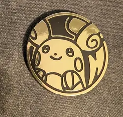 Pokemon TCG Gold Alolan Raichu Flip Coin Token Game Piece Official - Image 1