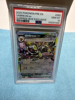 2025 Pokemon Umbreon Ex Surprise Box 060/131 Prismatic Evolutions Stamp - PSA 10 - Image 1
