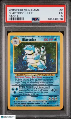 2000 Pokemon Game Base II Blastoise Holo Base II PSA 5 2/130 - Image 1