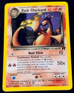 LP Dark Charizard 4/82 Team Rocket Obscured Holo Swirl Unlimited Pokemon TCG - Image 1