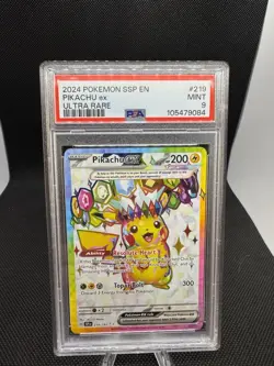 Pokemon Pikachu EX 219/191 Surging Sparks SV08 Ultra Rare Holo Card TCG PSA 9 - Image 1