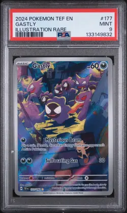 2024 POKEMON TEF EN-TEMPORAL FORCES ILLUSTRATION RARE #177 GASTLY PSA 9 - Image 1