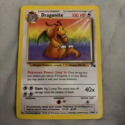 Pokemon TCG Dragonite 19/62 Fossil Rare Non-Holo Card WOTC 1999 - Image 1