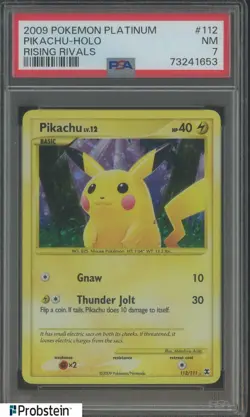 2009 Pokemon Platinum Rising Rivals #112 Pikachu Holo PSA 7NM - Image 1