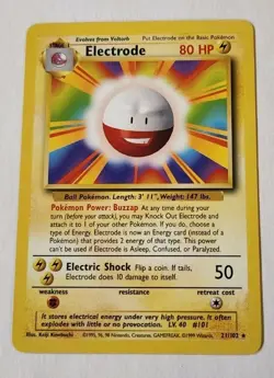 Pokemon TCG - Electrode 21/102 - Rare Unlimited - Base Set Unlimited LP - Image 1