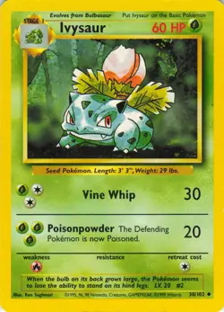 Ivysaur - 30/102 Base Set - WOTC Unlimited - Pokemon TCG - 1999 - Image 1