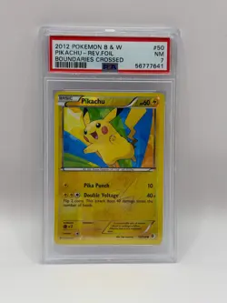 2012 Pokemon B & W Boundaries Crossed Pikachu Reverse Holo Foil 50/149 PSA 7 NEA - Image 3