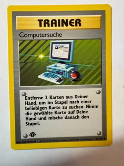 COMPUTERSUCHE 1999 GERMAN POKEMON 1ST ED BASE SET RARE TRAINER 71/102 pre-own - Image 1