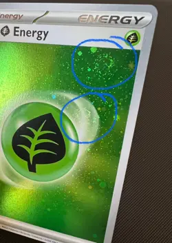Pokemon Basic Grass Energy Cosmo Holo 001 with Multiple Swirls - Image 3