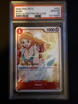 ONE PIECE SUPER PRE RELEASE ST01-007 NAMI PSA 10 GEM MINT - Image 1