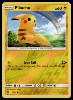Pikachu 28/73 Shining Legends Reverse Holo English Pokemon Card - Image 1