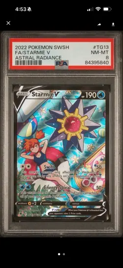 2022 Pokemon SWSH Astral Radiance Starmie V TG13/TG30 PSA 8 NM-MT Full Art - Image 1