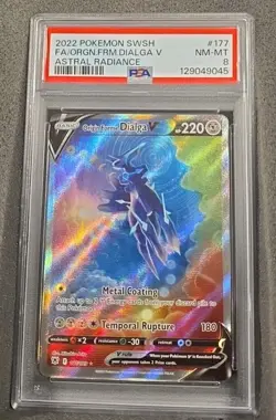 POKEMON CARD ORIGIN FORME DIALGA V FULL ART 177 ASTRAL RADIANCE GRADED PSA 8 - Image 1