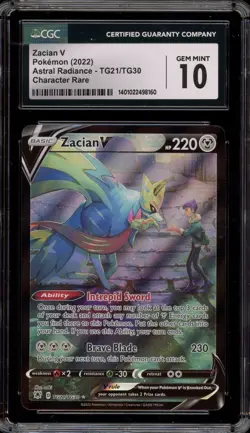 Pokemon Zacian V Astral Radiance Trainer Gallery Full Art #TG21 CGC 10 Gem Mint - Image 1