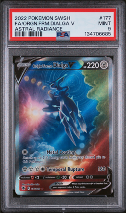 2022 POKEMON SWORD & SHIELD ASTRAL RADIANCE FULL ART/ORIGIN FORME DIALGA V PSA 9 - Image 1