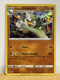 Galarian Sirfetch'd 098/189 Darkness Ablaze Cracked Ice Holo Pokemon Card NM - Image 1