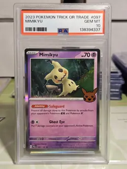 PSA 10 Gem Mint Mimikyu Graded Pokemon Card #097 Trick or Trade 2023 - Image 1